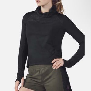 Fabletics Black Lace Cinch Cowl Neck Jolie Sweatshirt Sweater Pullover Small